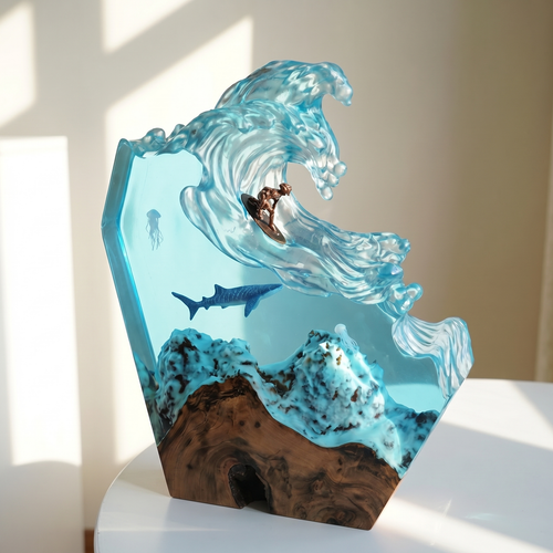 Handmade OceanWave Resin Lamp